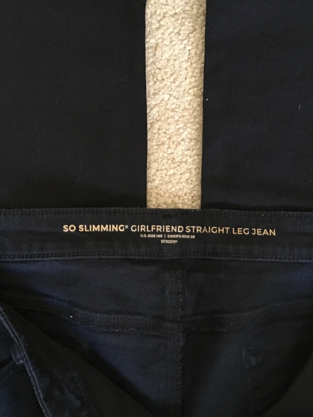 Chico’s black “So Slimming Girlfriend Straight Leg Jean” size 16S - Picture 3 of 4